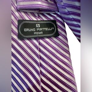 Bruno Piattelli Roma Hand Made 100% Silk Mens Tie Purple Stripe - Preppy